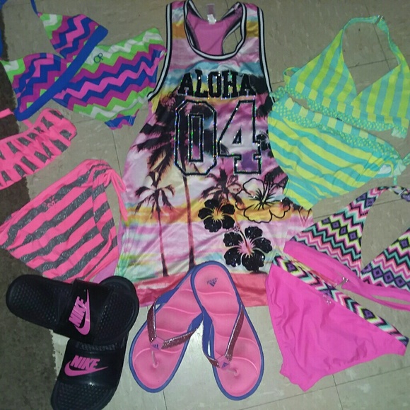 Justice bundle of 7/8 swimwear and shoes - Picture 2 of 7